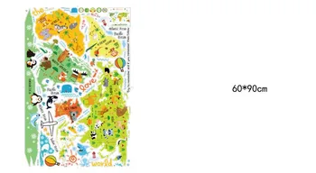 Cartoon Živali Zemljevidu Sveta DIY Vinil Stenske Nalepke Otroci radi Doma Dekor urad Umetnosti Decals ustvarjalne Ozadje dekoracijo