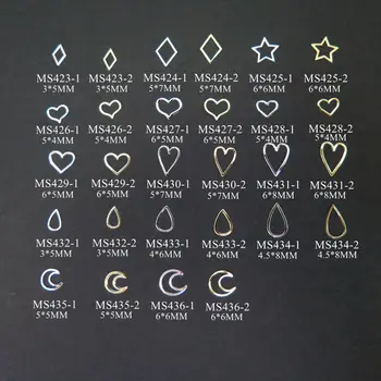Cca. 1000pcs/vrečko Kovin, Zlata in Srebra Geometrijsko Vrsto Nail Art Brez lepila Kovinski Rezine Nail Art Okras MS423-436