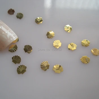 Cca. 1000pcs/vrečko Kovinski Morju Seriji Zlata Shell Design Brez lepila Kovinski Rezine Nail Art Okras MS-310-2