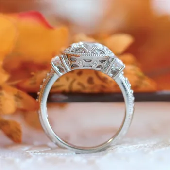 Choucong Letnik Dekorativni vzorec Obljuba prstan AAAAA Cirkon Cz 925 Sterling srebro Angažiranost, Poročni Bend, Obroči za ženske