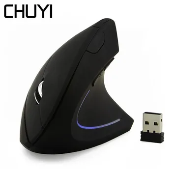 CHUYI 2.4 G Brezžični Navpično Ergonomska Miška Optični 1600 DPI, USB Sprejemnik Za PC Gamer Prenosnik