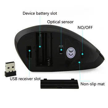 CHUYI 2.4 G Brezžični Navpično Ergonomska Miška Optični 1600 DPI, USB Sprejemnik Za PC Gamer Prenosnik