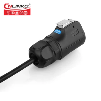 CNLINKO M24 USB3.0 1,5 A nepremočljiva IP67connector s pokrovom plošča mount12v usb3 socket.0 priključek za spajkanje z 0,5 m kabel