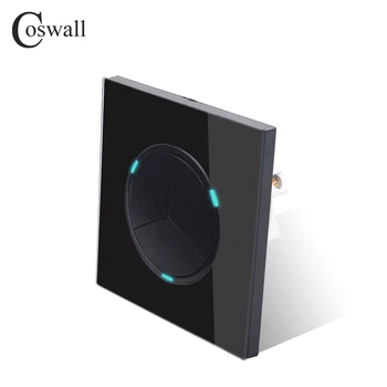 Coswall 3 Banda 1 Način, Naključno, Kliknite On / Off Steno Stikala za Luč Z LED Indikator Vitez Black Crystal Kaljena Steklena Plošča