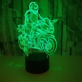 Creative 3d Motociklistična Led namizne Svetilke Dekoracijo Posameznih Tabela Namizno Svetilko ob Postelji Spalnica 3d Noč Razsvetljavo