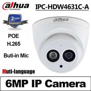 Dahua 6MP IP Kamero IPC-HDW4631C-IR 50m POE H. 265 Omrežna Dome Kamera Vgrajen Mikrofon CCTV Kamere