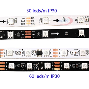 DC12V 5m WS2811 slikovnih pik, Led Trakovi luči;Naslovljive 30/48/60leds/m barvno WS2811 IC 5050 RGB led žarnico, Trak