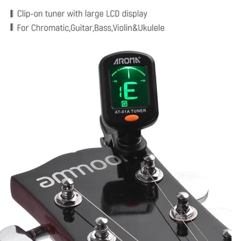 Debelo 5/10/20 KOS AROMO NA-01A Vrtljiv Clip-on Tuner LCD-Zaslon za Kromatične Kitara kitara Tunner kitare dodatki
