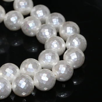 Debelo naravno bela lupina pearl 12 mm obrazi krog tovarniško ceno vroče prodaje svoboden kroglice ženske, nakit, izdelava 15inch B2269