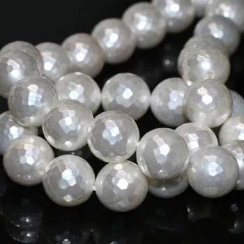 Debelo naravno bela lupina pearl 12 mm obrazi krog tovarniško ceno vroče prodaje svoboden kroglice ženske, nakit, izdelava 15inch B2269