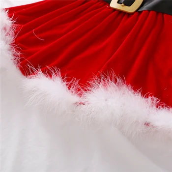 Dekleta Božič Obleke, Flis Rdeče O-Vratu Dolge Rokave Visoko-Pas Krilo z Nazaj Zadrgo za Malčke Dekliška, 6 Mesecev do 4 Let