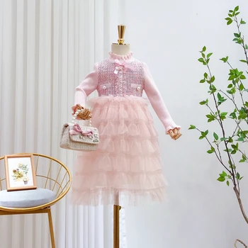 Dekleta novo jeseni Klasičnih Kariran Velik Lok Elegantno Obleko baby dekle Moda Princesa Obleke otroških Oblačil Vestidos stranka obleko