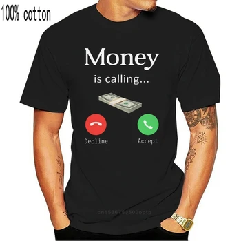 Denar Je Kliče T-Shirt Za Moške, Ženske Smešno Poslovanja Denarni Dolar Telefon Tee Darilo Prostem Obrabe Tee Majica