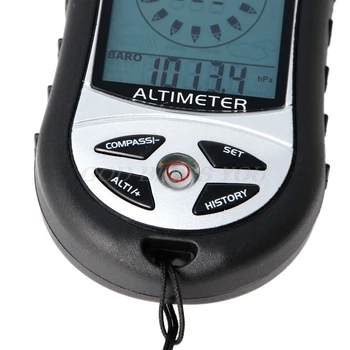 Digital 8 v 1 LCD Kompas, Višinomer, Barometer Termo Temperatura Ura Koledar Padec Ladijskega prometa