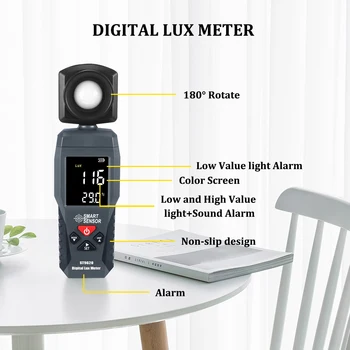 Digitalni Lux meter Merilnik Svetlobe 3 Obseg Fotometer Svetlobe Detektor Spektrometer Meter 1-200,000 Visoka Nizka Alarm Luminometer ST9620
