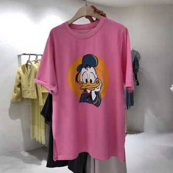 Disney Donald Duck T-majice Ženske Poletje Vrhovi Tees Kratek Rokav O-vratu Harajuku Priložnostne majice Grafični Ženska Oblačila, majice