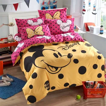 Disney mickey risanka posteljnina nabor rjuhe kritje posteljo stanja blazino primerih 4pcs posteljnina nabor