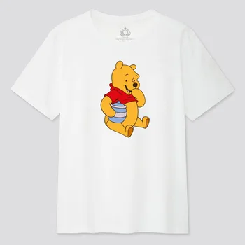 Disney Moda Winnie Pooh Bear Risanka Tiskanja Pari Unisex Ženske T-Shirt O-Vratu Puloverju Kratek Rokav Tee Vrhovi 12 Barv 4298