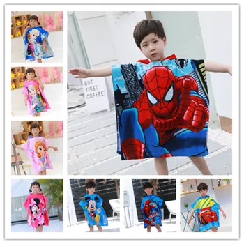 Disney otroška bombažno tkanino risanka baby hooded frotir 60*120 cape plašč soft captain America Spider-Man zamrznjene elsa