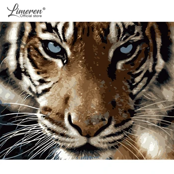 DIY Okvir Tiger Živali DIY Barvanje Z Številkami Stenskih slikah, Akril, Platno, Slikarsko Za Dekoracijo Doma Padec Ladijskega prometa