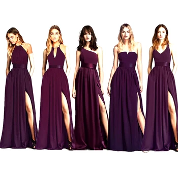 Dolgo Vijolično A -Line Družico Obleke 2020 Posla Praznovanje Halje Saten Svate Obleka Za Družico Skupini Obleka 11238