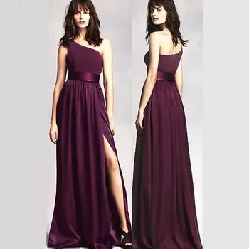 Dolgo Vijolično A -Line Družico Obleke 2020 Posla Praznovanje Halje Saten Svate Obleka Za Družico Skupini Obleka
