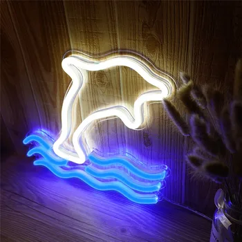 Dolphin, Neon, Luči LED Neon Znak Stenske Luči za Spalnica Dekoracijo Poroke Bar Valentinovo Stranka USB Božično Noč Luči 29016