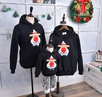 Družina Ujemanje Oblačila Božič Puloverji Jelena Print Majica Hoodie Odrasle, Otroci, starši-otrok bo Ustrezala Bombaž Puloverju Vrhovi