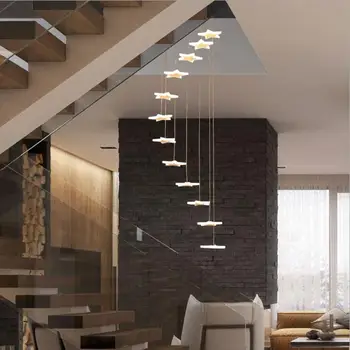 Duplex stopnišče led lestenec ustvarjalne postmoderni minimalističen Ameriški obrok lestenec star visi skladu lučka za osvetlitev led lučka 7407