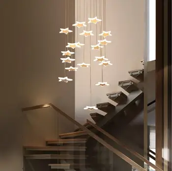 Duplex stopnišče led lestenec ustvarjalne postmoderni minimalističen Ameriški obrok lestenec star visi skladu lučka za osvetlitev led lučka