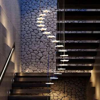 Duplex stopnišče led lestenec ustvarjalne postmoderni minimalističen Ameriški obrok lestenec star visi skladu lučka za osvetlitev led lučka