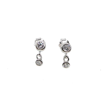 Dva kosa drobne ploščo cz čar 925 sterling srebro srčkan uhan vrh kakovosti AAA Kubičnih cirkonij moda minimalno poslastica nakit