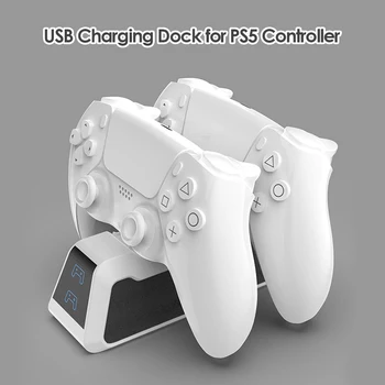 Dvojno Hiter Polnilec za PS5 Brezžični Krmilnik USB 3.1 Tip-C Stojalo za Polnjenje Dock Postajo za Sony PlayStation5 Palčko Gamepad