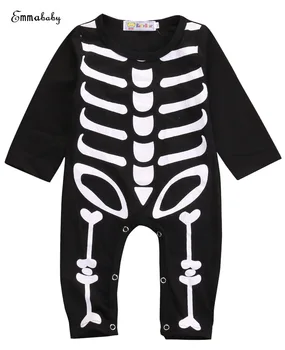Emmababy Halloween 0-24M Newborn Baby Fantje Dekleta z Dolgimi Rokavi Črne Barve, Eno-Kos Romper Obleke Kostum