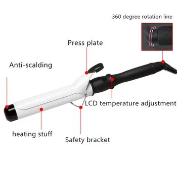 En sod LCD-zaslon Lase Curling Likalniki 1 Stick 28mm Waver auto keramični Sušilnik za lase Nadzor Temperature Hair Styler Palico