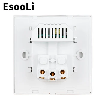 EsooLi Siva USB Vtičnico EU Vtičnica Bela Kristalno Steklo Plošče Dual Polnjenje prek kabla USB Vrata 2.1 16A Rusija Španija