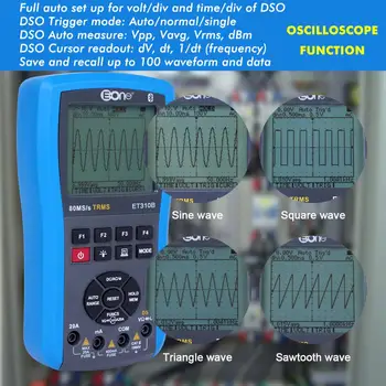 ET310B Bluetooth Oscilloscope Multimeter 2v1 Ročni razširljiv odprtokoden Področje uporabe Merilnika 80Msps 20MHz Connectable v Telefonu