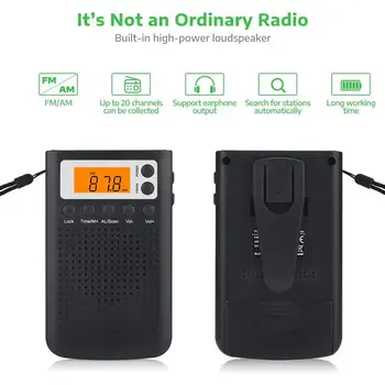 EU/ZDA/JP 0,5 W Mini Radio Prenosni Stereo Žep, Radio, Zvočniki Z vgrajenim zvočnikom 3,5 mm Slušalke Jack AM FM Radijska Budilka