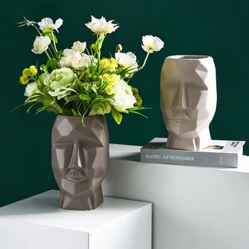 Evropski Stil Geometrijske Portret Vaza Človeški Obraz Keramične Vaze Dekor Osebnost Ustvarjalne Cvetlični Lonček Doma Vrt Dekoracijo
