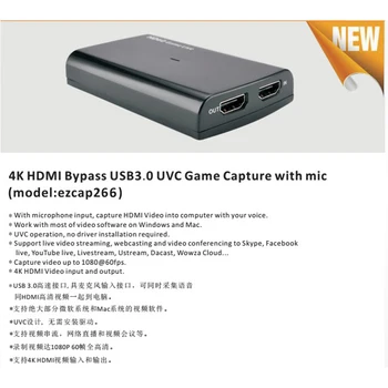 Ezcap 266 USB 3.0 Video Capture Card 1080P Igre Živo Ploščo Avdio Video Pretvornik MIC V HD Skozi za XBOX PS4 9474