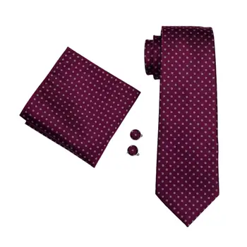 FA-875 Mens Kravato Rdeče Kariran Svile Jacquardske Vratu kravato Klasičnih Kravato Hanky Cufflink Nastavite Vezi Za Moške Poslovne svate ping