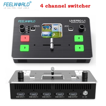 Feelworld Livepro L1 Mini Preklopnik 4 channel Realnem Času Live Streaming Video Mixer HDMI Multi-Format Studio Snemanje Preklopnik