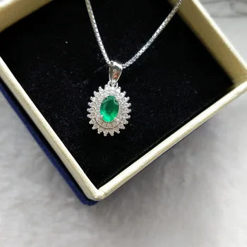 FLZB , Majhen Obesek Naravni Emerald za 0,5 ct ov 4*6 mm, z 925 Sterling Srebro Lepo Darilo Za Dekle in Ženske