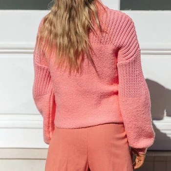 Foridol pletena zelena puloverji ženski pulover priložnostne prevelik roza letnik pulover jeseni, pozimi dolg rokav skakalec 2020 11847