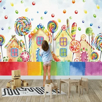 Foto Ozadje 3D Cartoon Hiša Lollipop otroški Sobi Ozadju Stenske Freske Eco-Friendly Home Decor Tapete Za Stene, 3 D