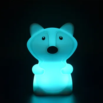 Fox LED Night Light Touch Senzor Daljinski upravljalnik 9 Barve Zatemniti Časovnik USB Silikonski Lučka za Otroke, Otroci Baby Božično Darilo 29658