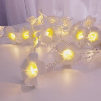 Frangipani Niz LED Lučka Bela, Roza Krpo Cvet Cvetni Svetlobe Niz Baterijo, USB Energije EU Počitnice Plumeria Garland Božič Dekor
