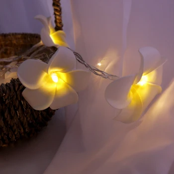 Frangipani Niz LED Lučka Bela, Roza Krpo Cvet Cvetni Svetlobe Niz Baterijo, USB Energije EU Počitnice Plumeria Garland Božič Dekor