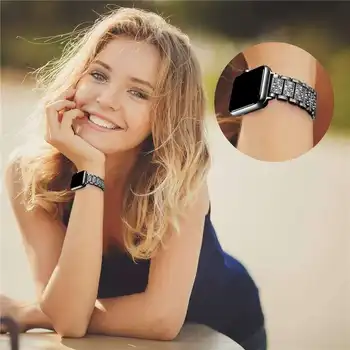 Fullmetal Zapestnica iz Nerjavečega Jekla, Trak Za Apple Watch 40 mm 38 mm luksuzni Diamantni Prstan Watch Band Za iwatch Series4 5 42mm 44 mm 19221
