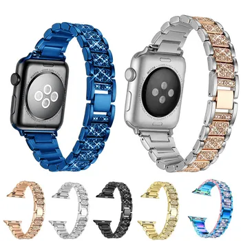 Fullmetal Zapestnica iz Nerjavečega Jekla, Trak Za Apple Watch 40 mm 38 mm luksuzni Diamantni Prstan Watch Band Za iwatch Series4 5 42mm 44 mm